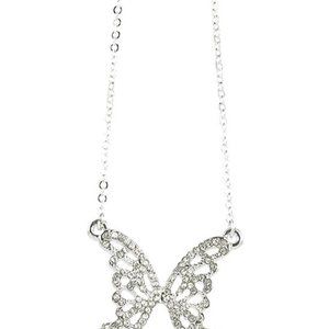 Rhinestone Butterfly Pendant Necklace